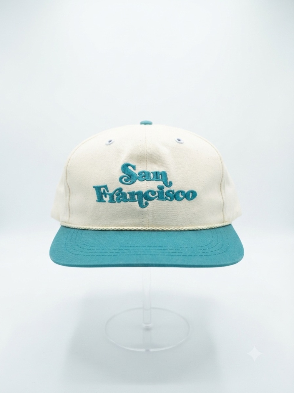 Vintage San Francisco Capā Snapback Hat Teal Cream Embroidered SNCO Import Rare